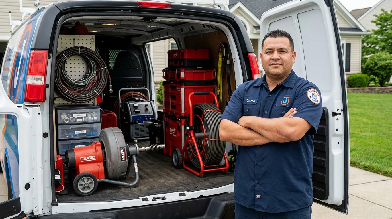 Professional drain cleaning equipment and Johns Plumbing LLC plumber in Belle Plaine