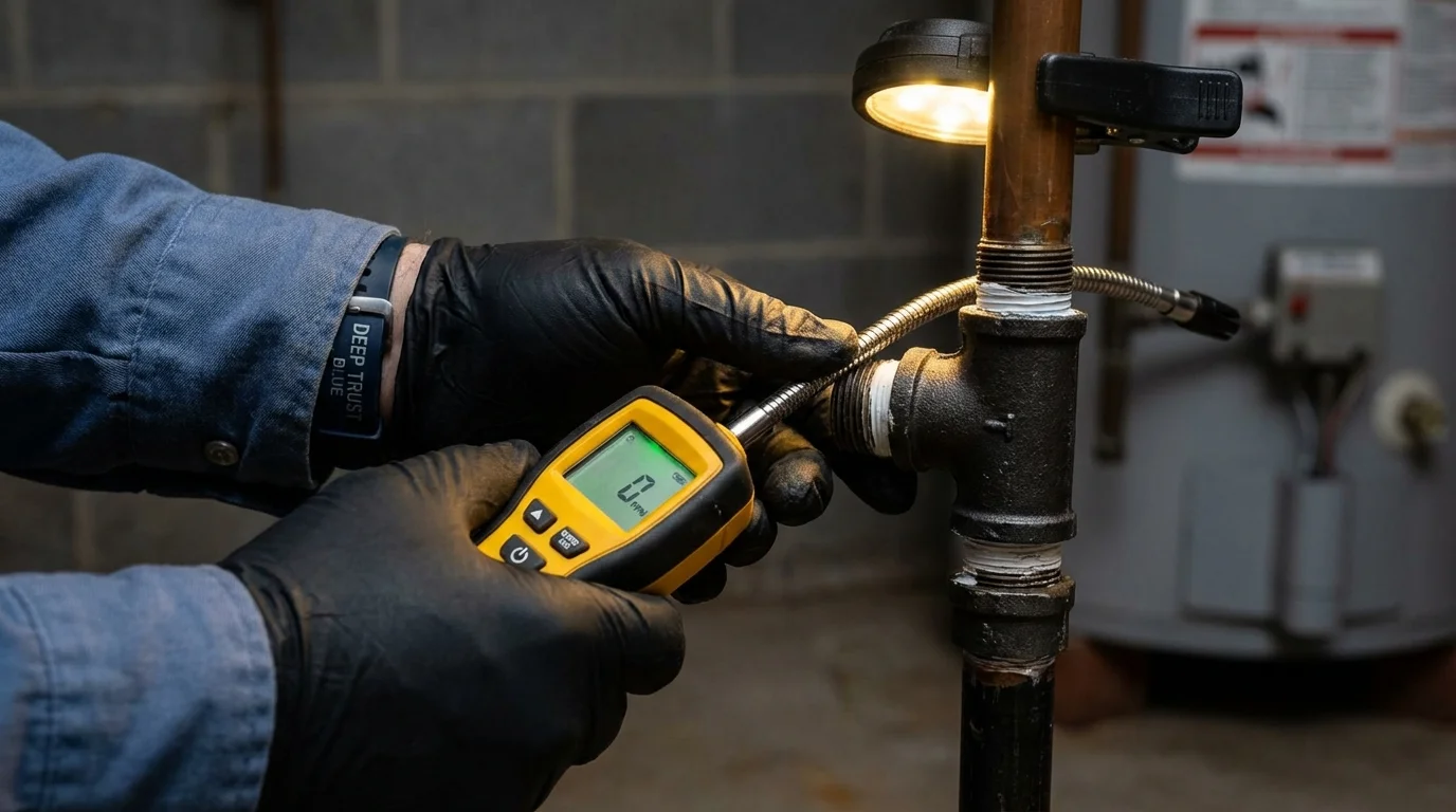 Gas leak detection with electronic sniffer by Johns Plumbing LLC in Belle Plaine