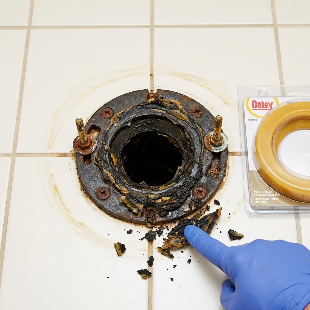 Failed wax ring showing water seepage at the base of a toilet in a Belle Plaine, MN home